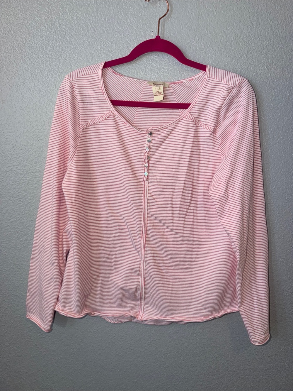 Sundance Women's Pink Stripe Button-Front Long Sleeve Top